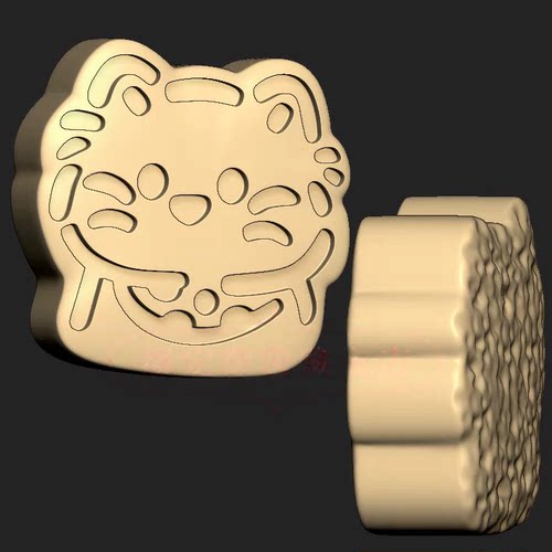猫咪饼干卡通小猫饼干三维立体图圆雕图纸stl文件雕刻机3d模型250