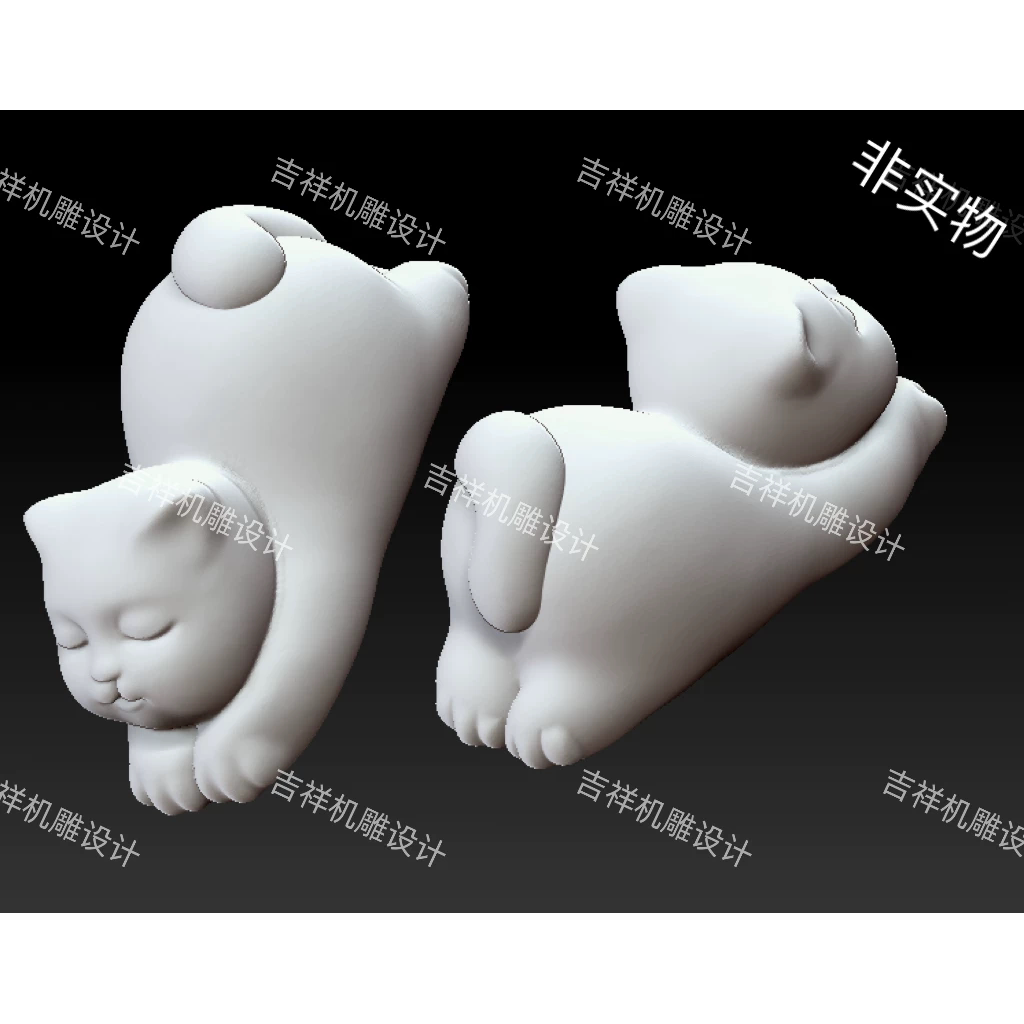 可爱猫咪趴趴猫三维立体图圆雕图STL文件雕刻机3D模型183