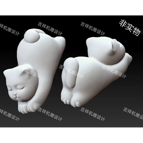 可爱猫咪趴趴猫三维立体图圆雕图STL文件雕刻机3D模型183