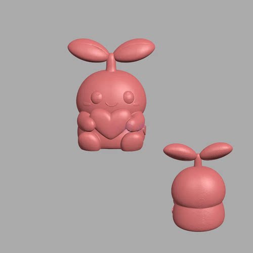 新款萌宠可爱豆芽宝宝立体圆雕图STL机雕文件3D打印素材E8