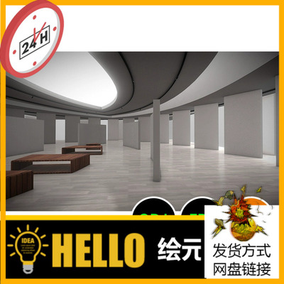 美术馆展览馆博物馆展厅烘焙3D模型FBX建模OBJ素材blender三维633