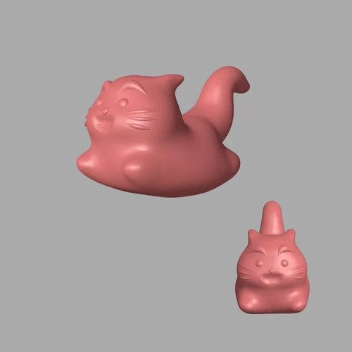 卡通小猫摇摆猫三维立体圆雕图STL图玉雕图3D打印模型图纸摆件A27