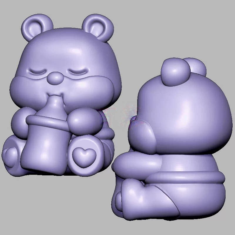 奶瓶小熊三维立体图电脑圆雕雕刻图纸stl文件3d打印模型1229