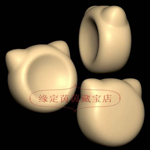 猫头单面凹手把件三维立体图圆雕图纸stl文件雕刻机3d模型3723
