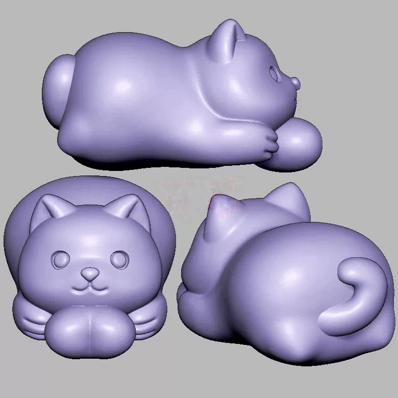 哈士奇柴犬小狗猫三维立体图圆雕图STL文件雕刻机3D模型3254