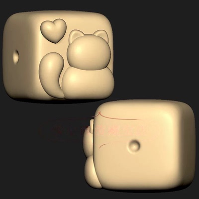 爱心无相猫手串珠子三维立体图圆雕图纸stl文件雕刻机3d模型073