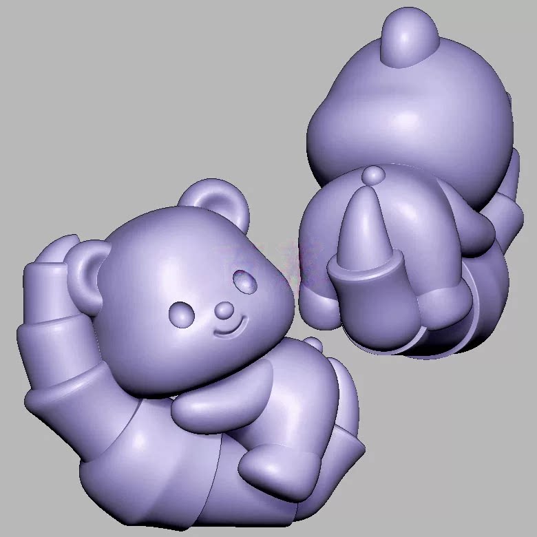 竹子黄油小熊三维立体图圆雕图STL文件雕刻机3D模型3320
