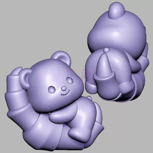 竹子黄油小熊三维立体图圆雕图STL文件雕刻机3D模型3320