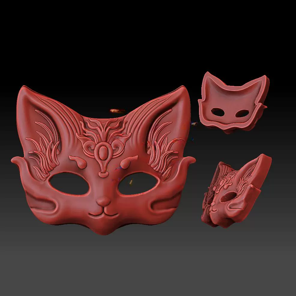 狐狸面具 精雕图JDP 双面 STL模型图玉雕图3D打印1858