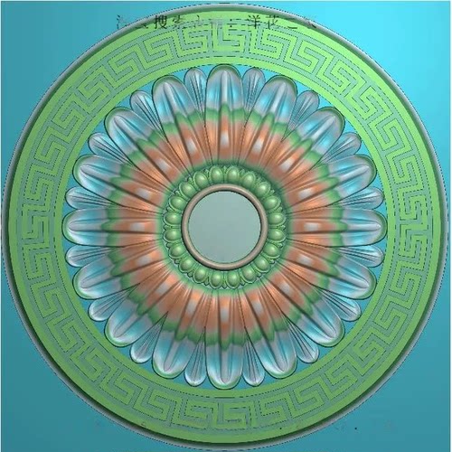 圆形花椭圆圆盘花欧式洋花木门上花贴花精雕图灰度图石雕图D055