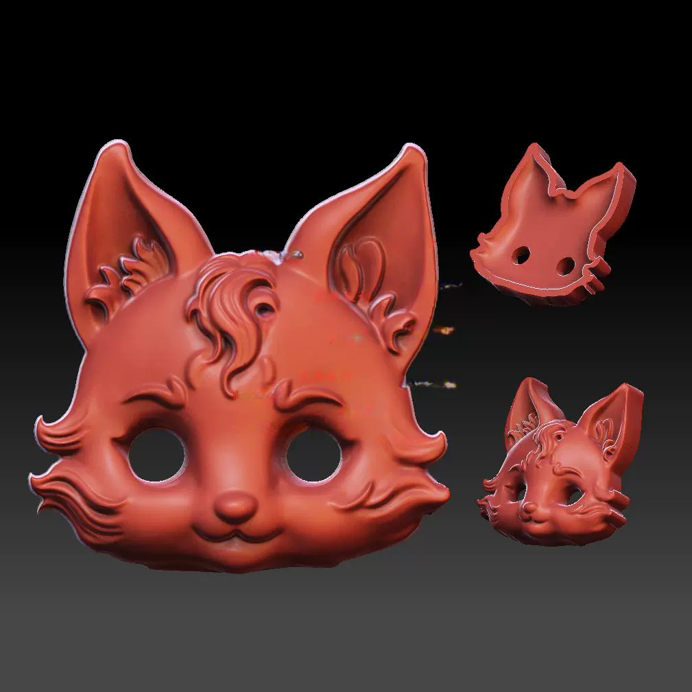 狐狸面具 精雕图JDP 双面 STL模型图玉雕图3D打印1856