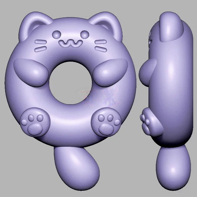 小猫甜甜圈猫咪挂件三维立体图圆雕图STL文件雕刻机3D模型3557