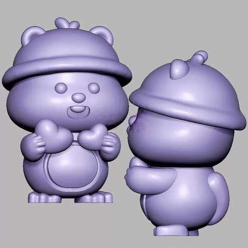 戴帽子比爱心露比三维立体图圆雕图STL文件雕刻机3D模型3313