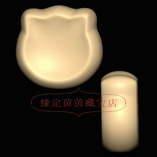 双面凹猫头手把件三维立体图圆雕图纸stl文件雕刻机3d模型3665