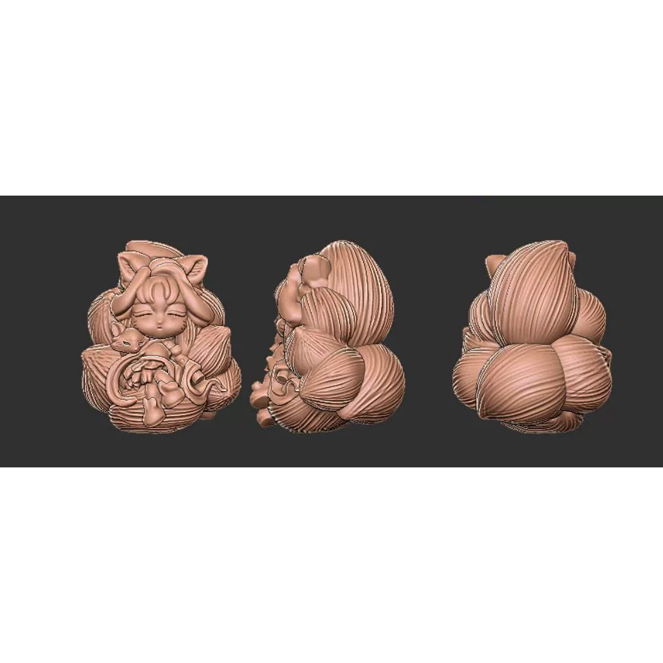 狐狸狐仙三维立体图3d打印图配饰圆雕图雕刻机3d模型518