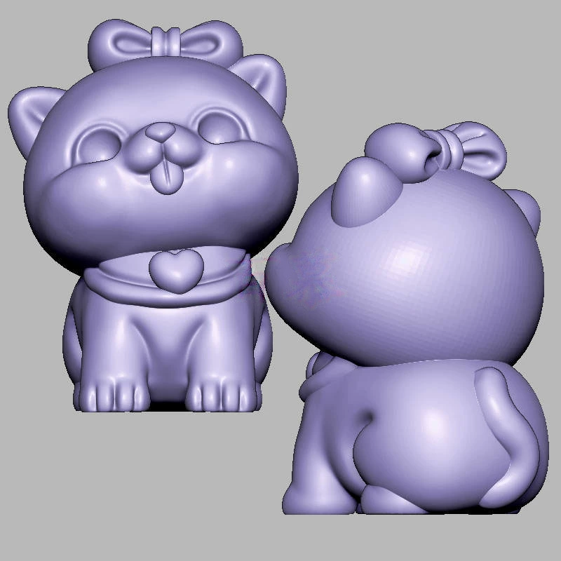 小奶猫三维立体图电脑圆雕雕刻图纸stl文件3d打印模型1291