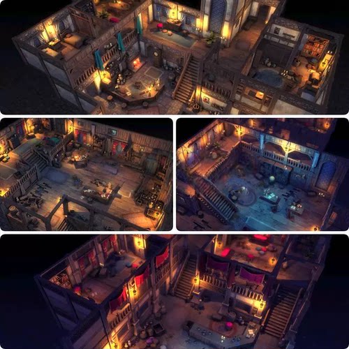 unity3d中世纪室内场景资产包游戏建模素材酒馆房间内部模型资源