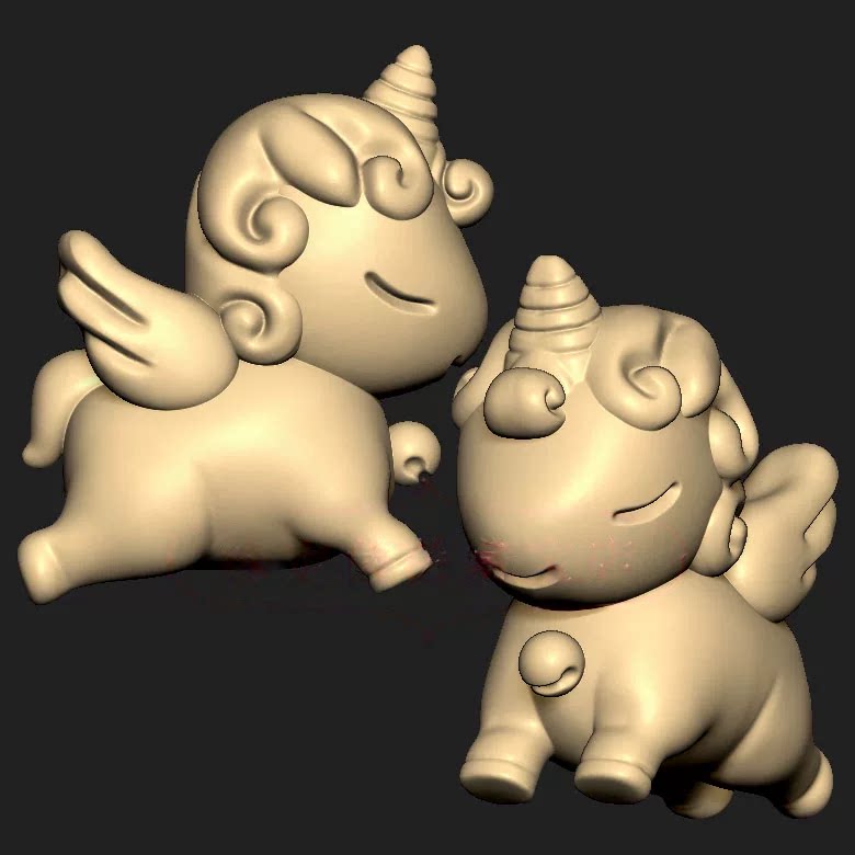 飞马独角兽三维立体图圆雕图STL文件雕刻机3D模型3380