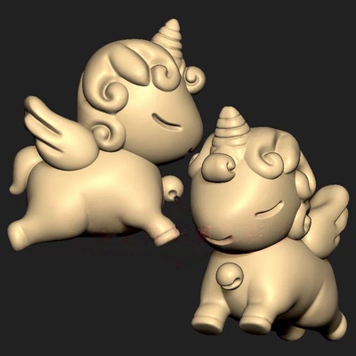 飞马独角兽三维立体图圆雕图STL文件雕刻机3D模型3380
