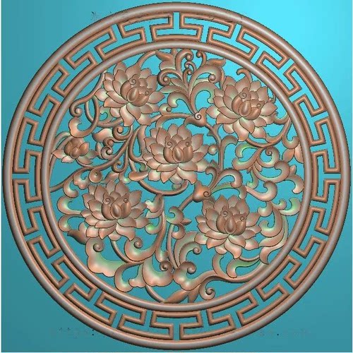 精雕图欧式木门圆形花圆盘门花贴花洋花浮雕图灰度图石雕图yh226