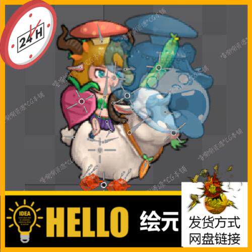 spine素材 怪物动作特效源文件 卡通Q版角色骨骼动画