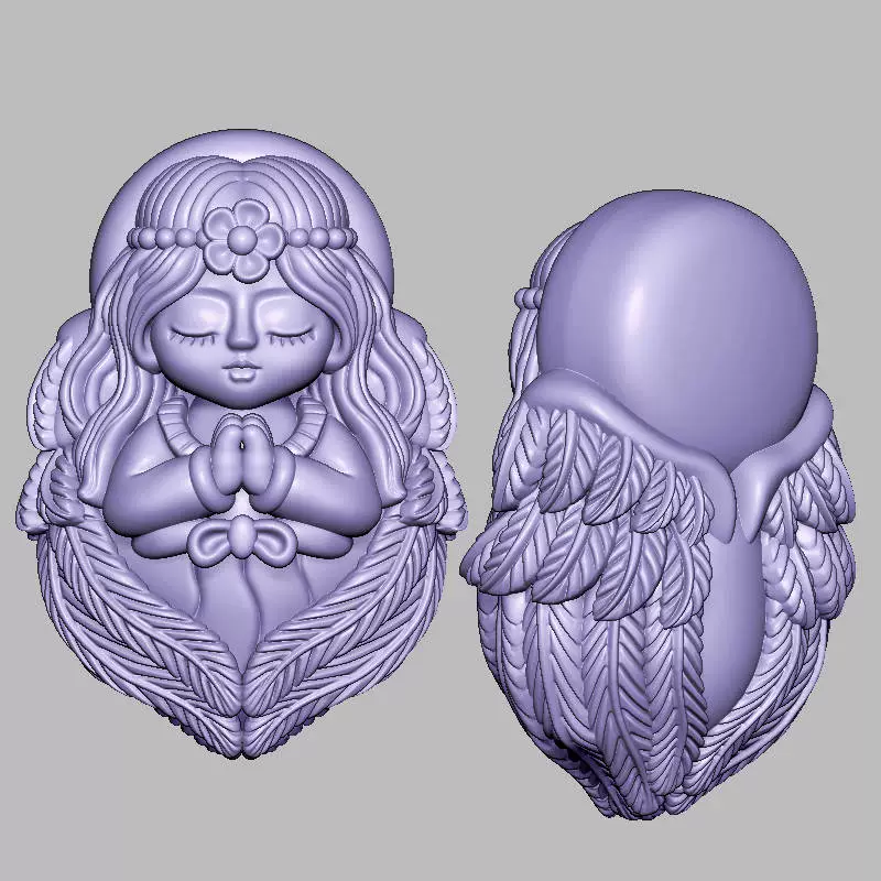 天使三维立体图圆雕雕刻图纸stl文件3d打印模1201