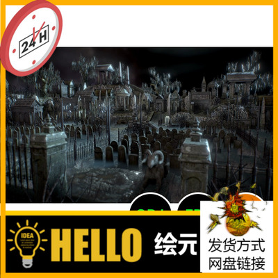 中世纪古墓墓园场景3D建模模型素材复古欧美建筑庄园CG次世代125