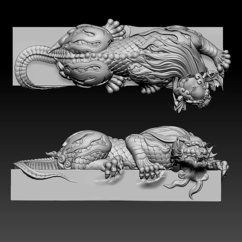 吸水兽貔貅龙九子圆雕图三维立体图3d打印模型stl文件摆件精雕图