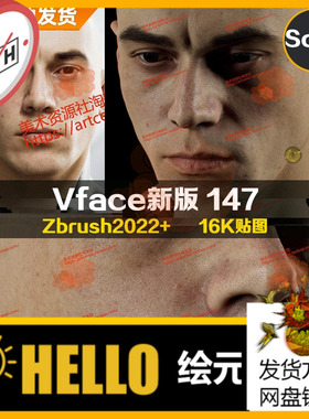 XYZ/Vface新版ZBrush写实高清扫描模型头16K皮肤贴图Maksym147