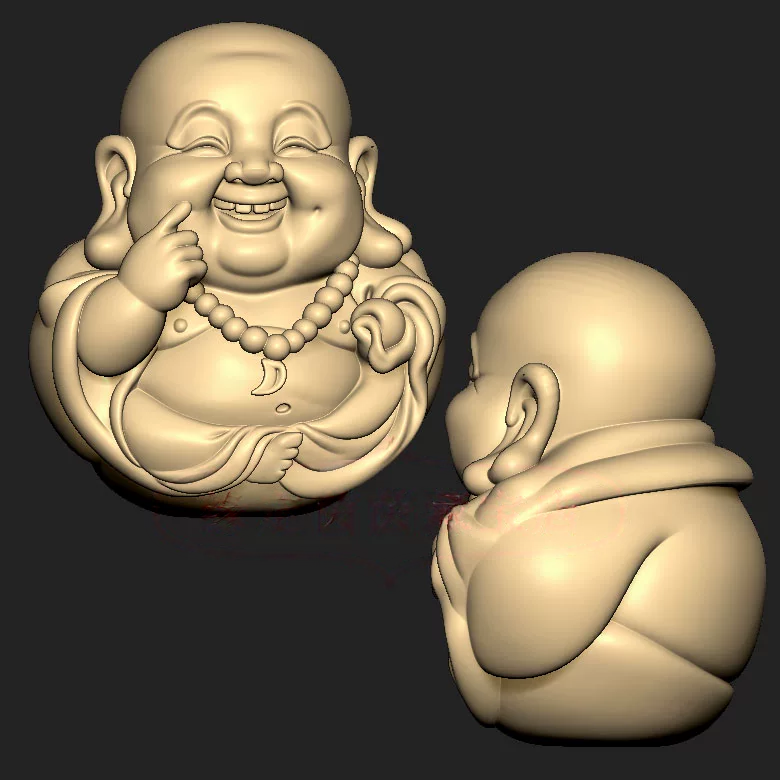笑佛弥勒佛大肚佛三维立体图圆雕图纸stl文件雕刻机3d模型220