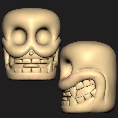 尸陀林主骷髅三维立体图圆雕图STL文件雕刻机3D模型3353