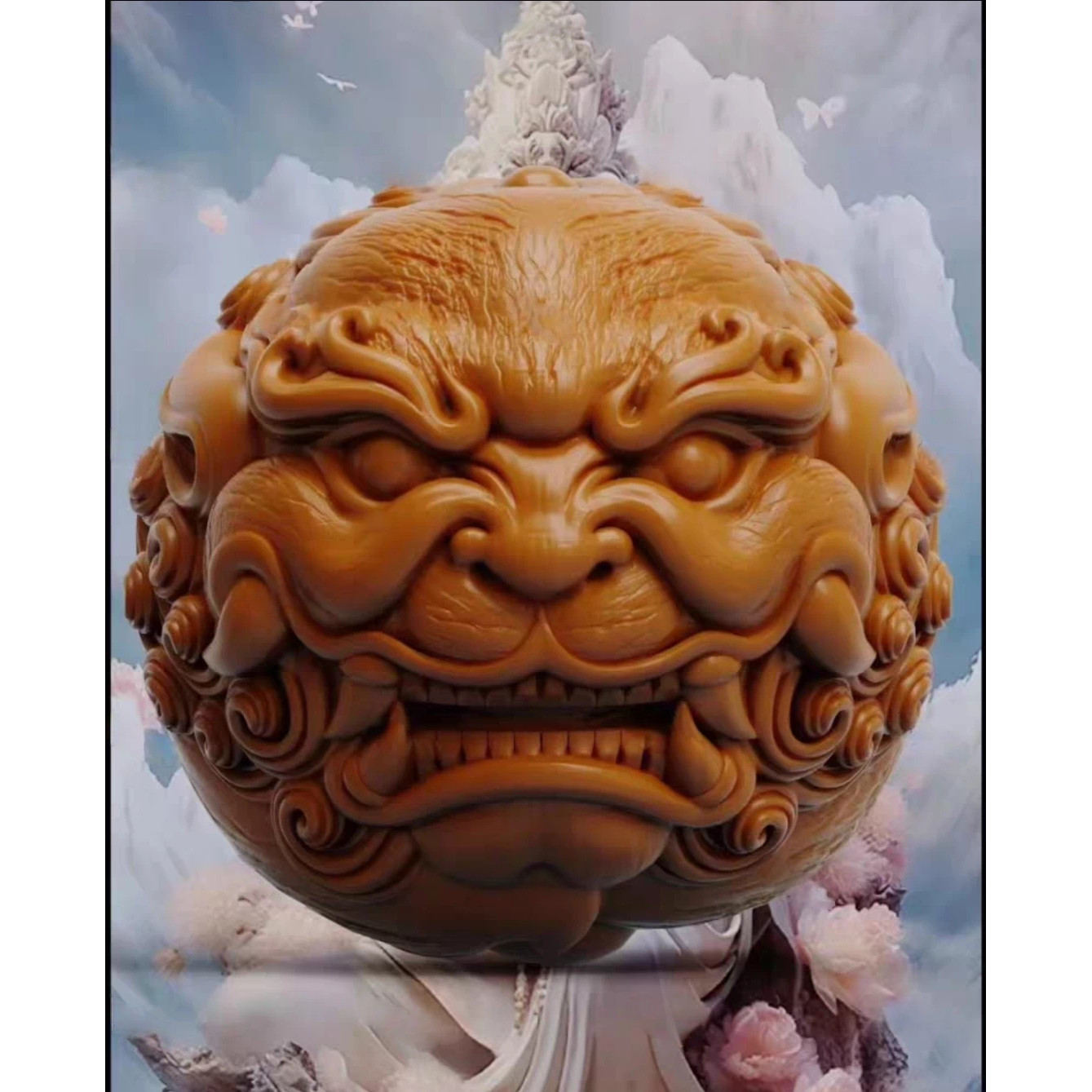 精修唐狮圆珠单籽,貔貅,2191麒麟兽面 stl圆雕图玉雕,木雕猴头
