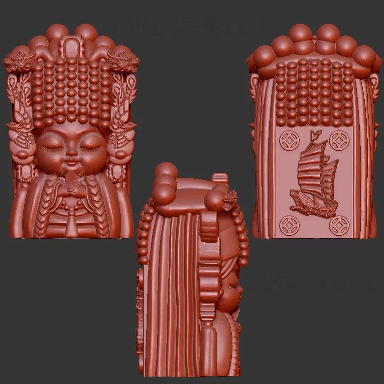 妈祖海神妈祖娘娘三维立体图圆雕图stl文件雕刻机3d模型3306