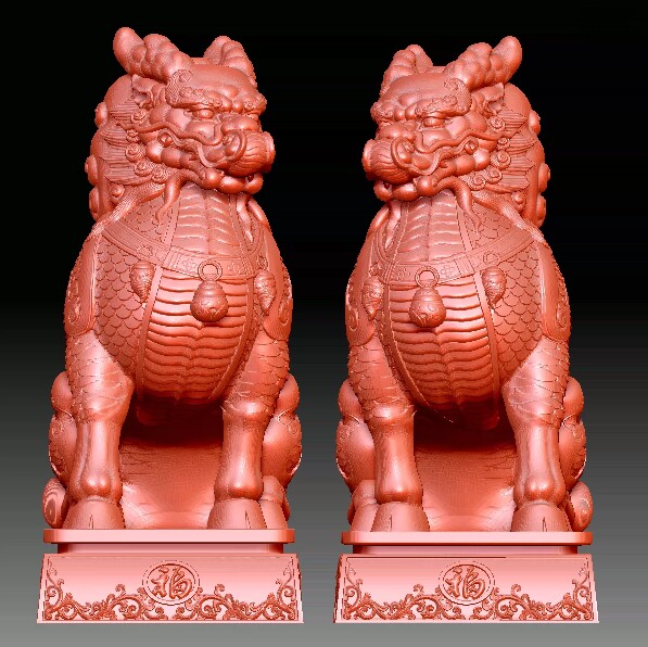 9544麒麟stl文件圆雕图三维立体图神兽瑞兽麒麟摆件雕刻机3d模型