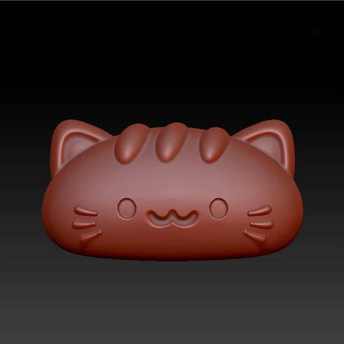三维立体图圆雕图3d打印stl格式猫头面包配饰 3d模型 3298