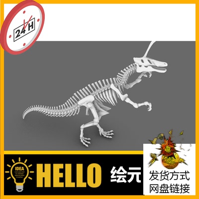 恐龙骨架动物青岛龙 犀牛建模rhino/C4D/3Dmax/maya模型obj fbx
