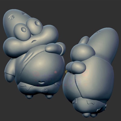 卡通派大星三维立体图3d打印stl文件圆雕图雕刻机3d模型1900