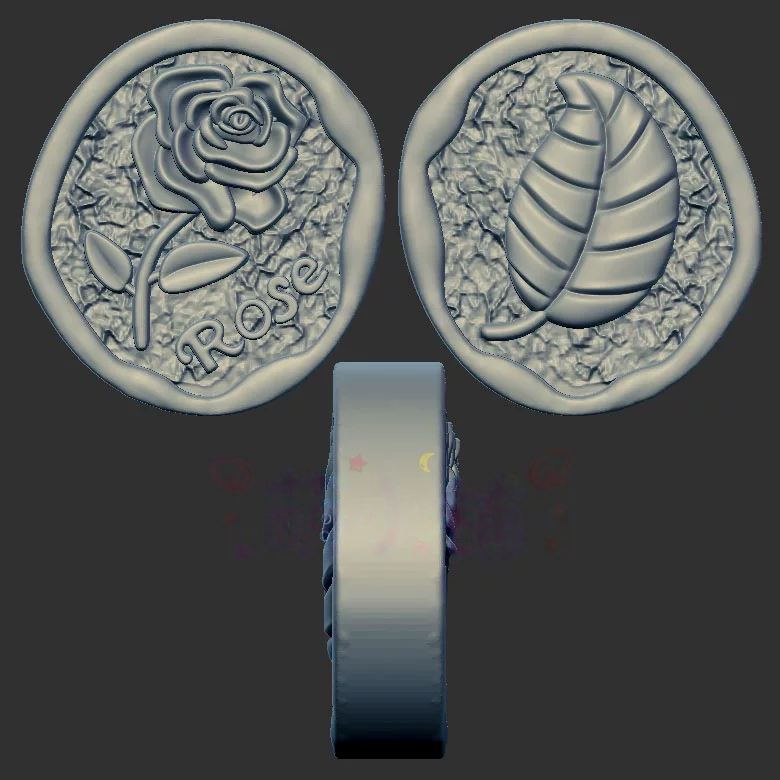 玫瑰花叶子牌三维立体图3d打印stl文件圆雕图雕刻机3d模型2292