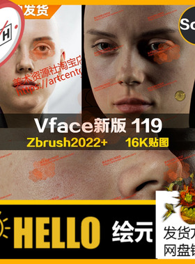XYZ/Vface新版ZBrush写实高清扫描模型头16K皮肤贴图Hanna119