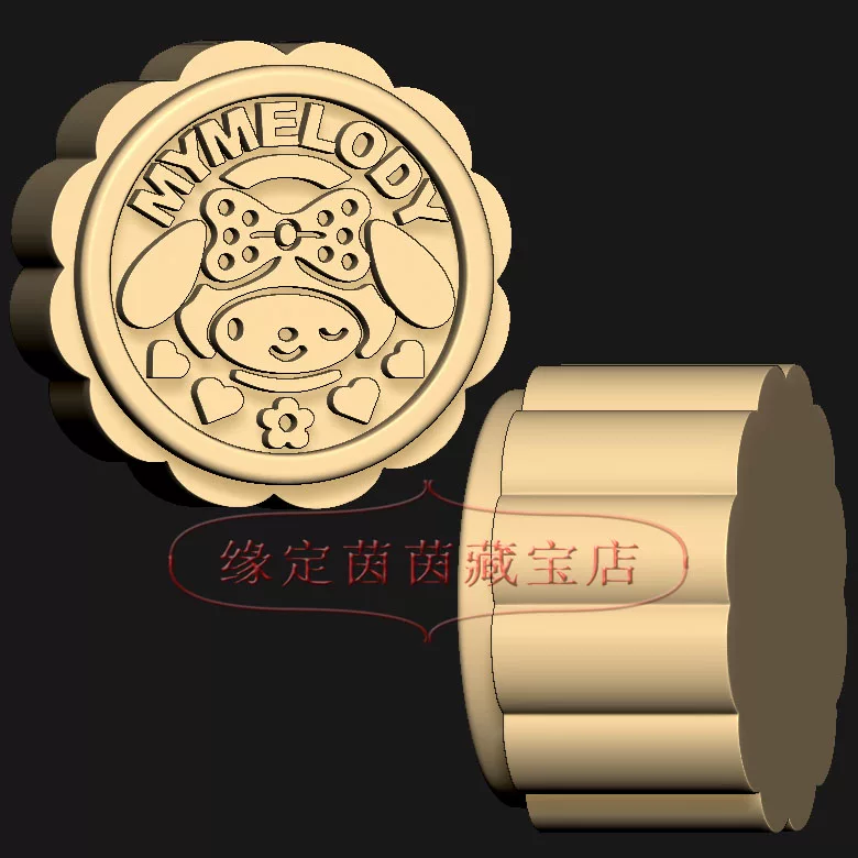 饼干中秋节美乐蒂月饼三维立体图圆雕图STL文件雕刻机3D模型950