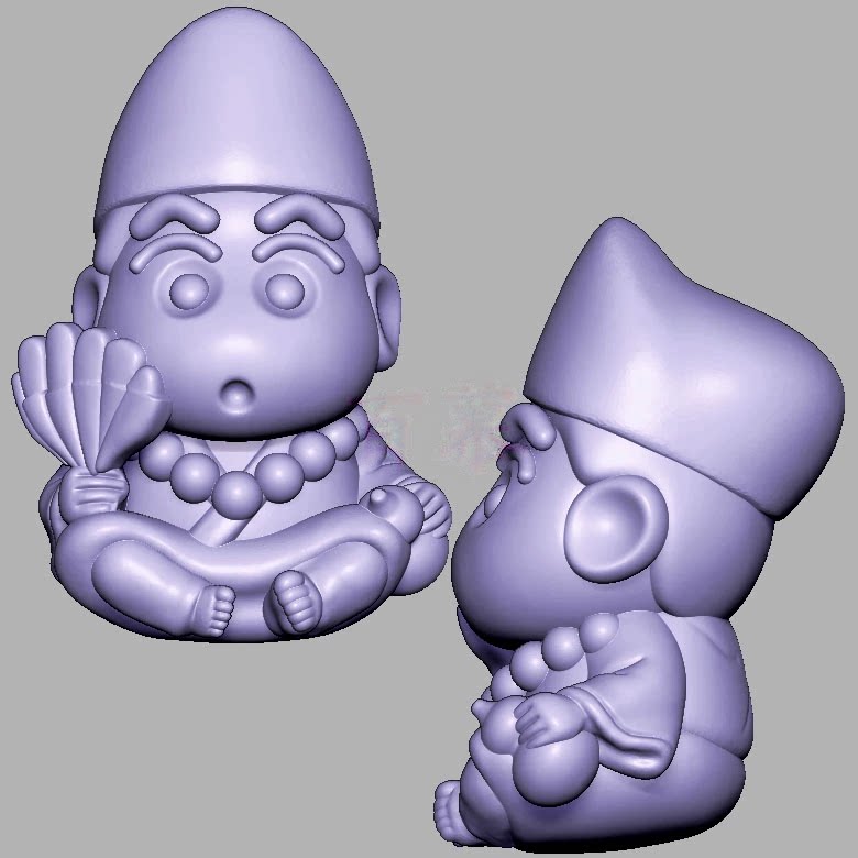 活佛济公蜡笔小新三维立体图圆雕图STL文件雕刻机3D模型2890