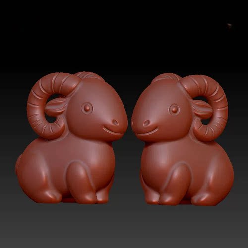 三维立体图圆雕图3d打印stl格式 卡通生肖羊 3d模型 3379