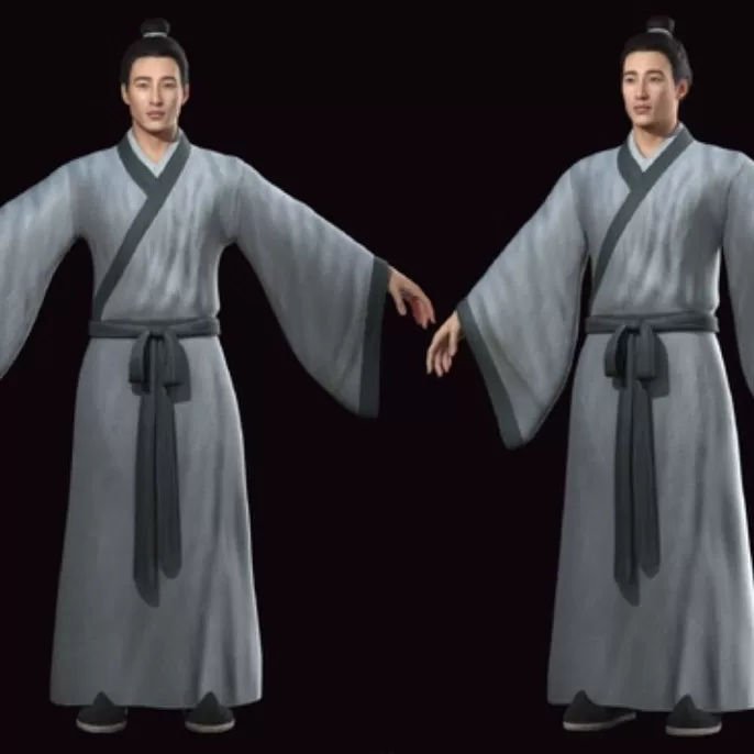 maya写实古代人物书生3d模型带绑定诗人男人汉服公子士大夫汉朝图片
