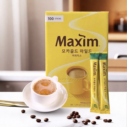 韩国进口Maxim黄麦馨摩卡咖啡速溶三合一100条装便携冲饮咖啡粉