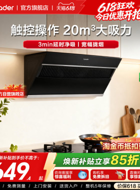 [百亿加补]海尔出品统帅抽油烟机IC196家用厨房侧吸大吸力旗舰店