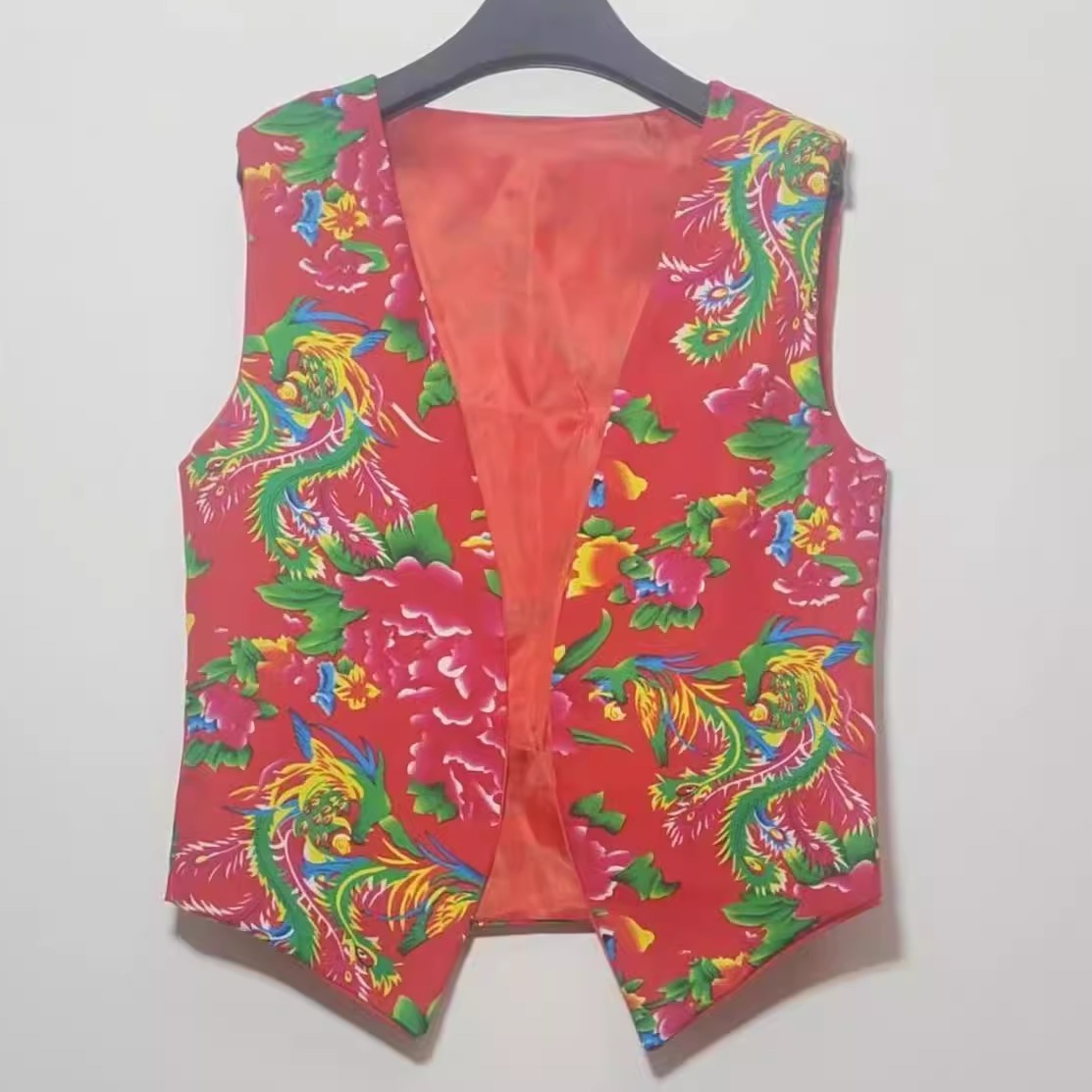 东北大花布西服马甲二人转演出服广场舞秧歌舞蹈服装民族风女坎肩