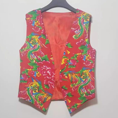 东北大花布西服马甲二人转演出服广场舞秧歌舞蹈服装民族风女坎肩