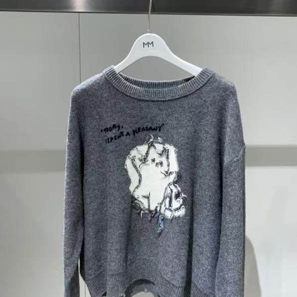 MM商场同款2025年秋季新品百搭宽松绵羊毛针织衫女上衣4GA233241Q