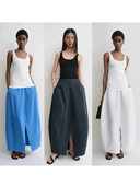 me25春夏新款 轻盈质感褶皱廓形跳伞运动风半身裙花苞半裙