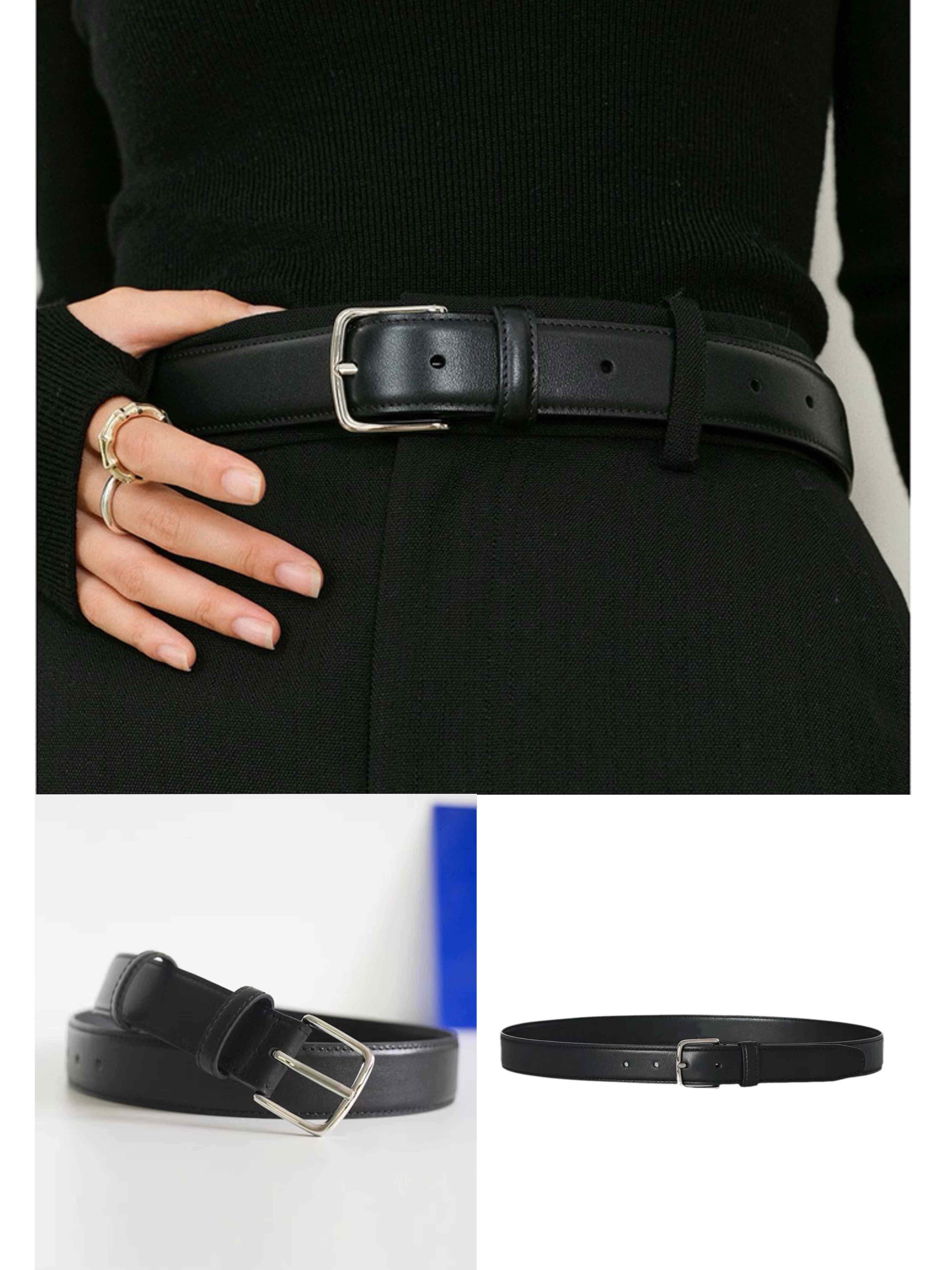 25早秋新款极简风Row风小众设计感皮带女款黑色百搭腰带